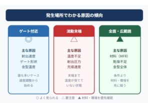 ゲート付近・流動末端・全面」で原因が変わる発生場所別診断図